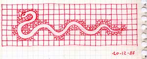 Design Mediterraneo: Arte del Mediterraneo: schizzo per un mosaico in vetro e maioliche raffigurante un serpente: Francesco Saverio Alessio,1987