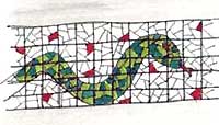 Design Mediterraneo: Arte del Mediterraneo: schizzo per un mosaico in vetro e maioliche raffigurante un serpente: Francesco Saverio Alessio,1987