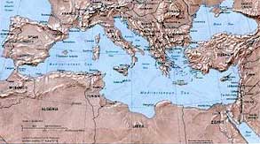 Karte des Mittelmeers - ARCHITEKTUR, KULTUR, MITTELMEER - Die Mediterane architektur - florense.it web seiten  - LINKS