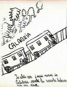 Dessin d'un enfants Calabrian à l'égard de l'émigration e des racines - publiè dans le Site Internet www.emigrati.it - relais web a la page - Bambini - ( Enfants) - langue - italien