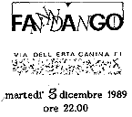 Il biglietto di invito al concerto tenutosi l'otto dicembre 1989 al Fandango di Firenze per presentare il disco "Gli ex fuorilegge si sposano" Premio Rino GAETANO 1990 ad un gruppo di amici con Renato PUCCI alla chitarra e Domenico ARCURI al basso della prima formazione Acquaraggia